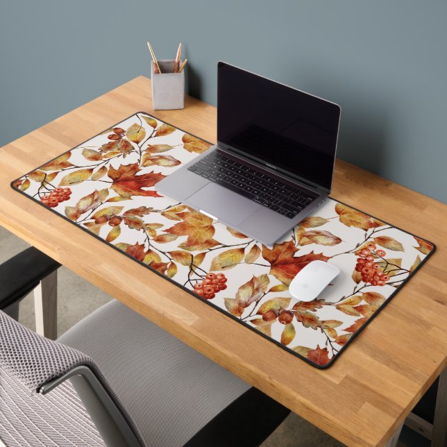 Rustic Autumn Leaf Pattern  Desk Mat (Office 2)