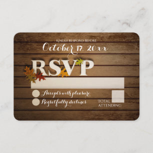 Rustic Autumn Leaf RSVP Wedding Card
