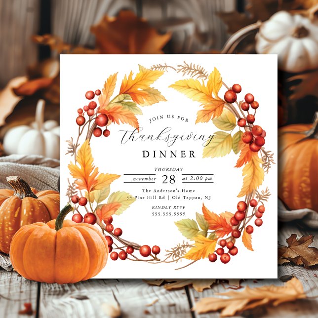 Rustic Autumn Leaf Thanksgiving Invitation (Creator Uploaded)
