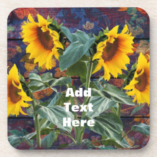 Rustic Autumn Leaves and Sunflowers Coaster