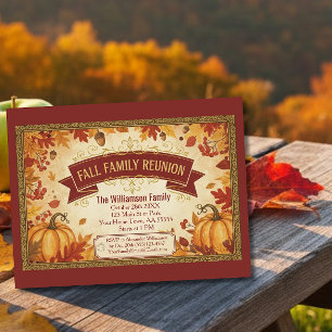 Rustic Autumn Leaves Fall Family Reunion Card
