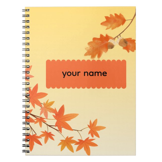 Rustic Autumn Leaves Fall Foliage Personalised Notebook (Front)