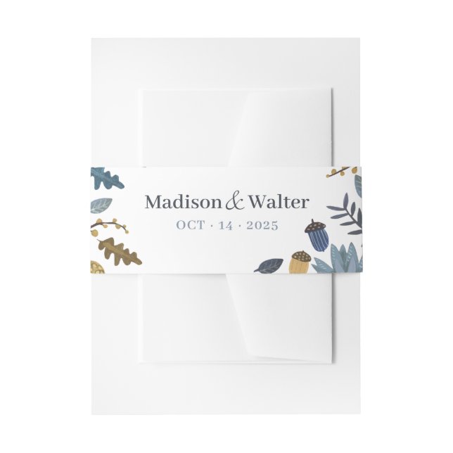 Rustic autumn leaves fall wedding belly band invitation belly band (Front Example)
