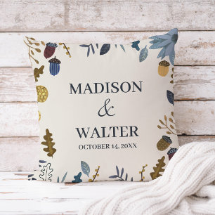 Rustic autumn leaves fall wedding cushion
