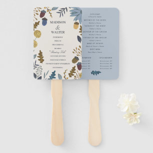 Rustic autumn leaves fall wedding hand fan