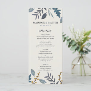 Rustic autumn leaves fall wedding menu