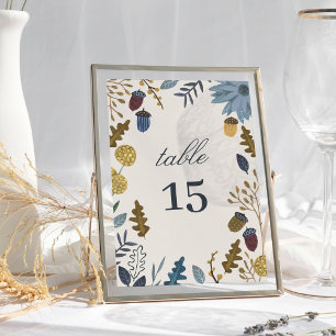 Rustic autumn leaves fall wedding table number