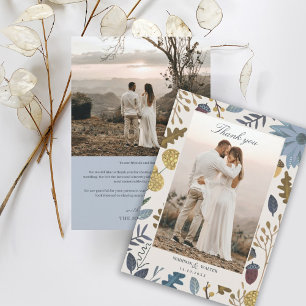 Rustic autumn leaves fall wedding thank you invitation