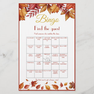 Rustic Autumn Leaves Find the Guest Bingo Flyer