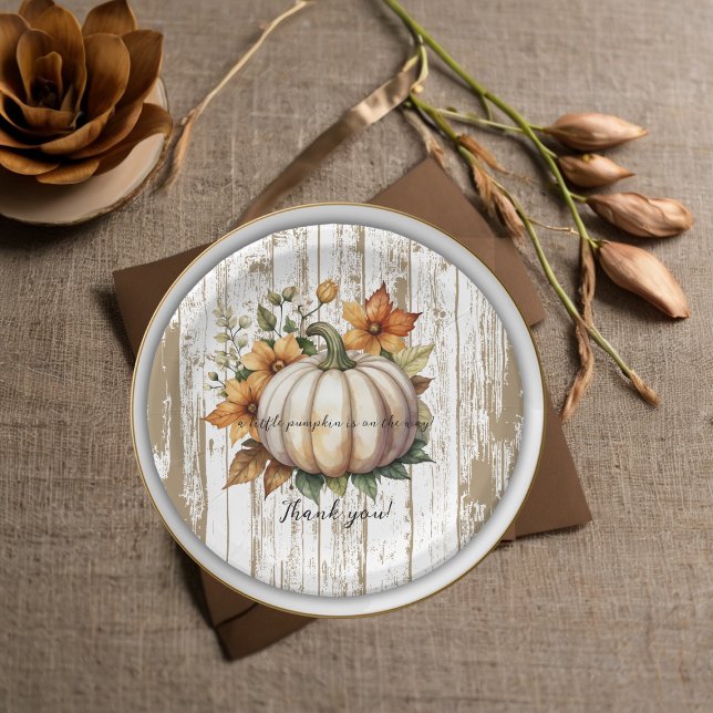 Rustic Autumn Leaves Little Pumpkin Baby Shower  Paper Plate (Creator Uploaded)