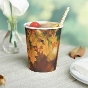 Rustic Autumn Leaves Paper Cups