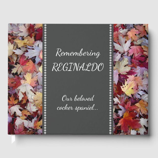 Rustic Autumn Leaves Pet Memorial Guest Book (Front)