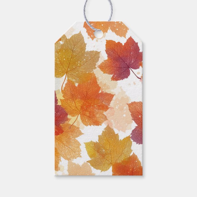Rustic Autumn Leaves Tag | Fall Leaf Pattern (Front)