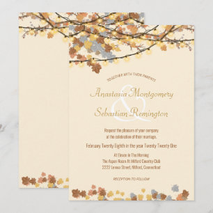 Rustic Autumn Leaves Vintage Lights Custom Invitation