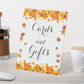 Rustic Autumn Leaves Wedding Cards and Gift Sign