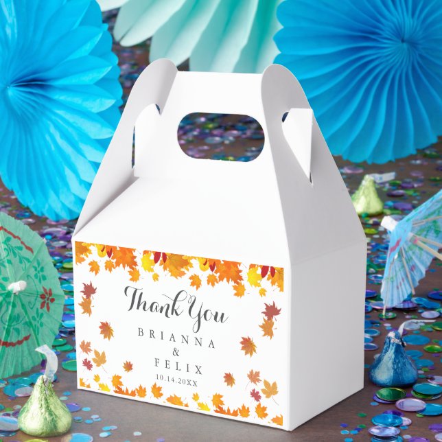 Rustic Autumn Leaves Wedding Favour Box (Party)