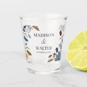 Rustic Autumn Leaves Wedding Favour Shot Glass