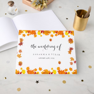 Rustic Autumn Leaves Wedding Guest Book