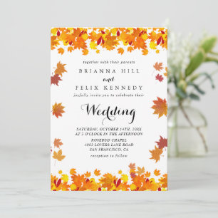 Rustic Autumn Leaves Wedding Invitation