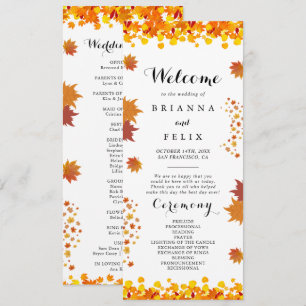 Rustic Autumn Leaves Wedding Programme