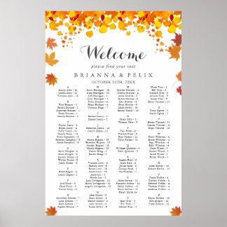 Rustic Autumn Leaves Wedding Seating Chart