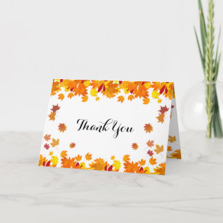 Rustic Autumn Leaves Wedding Thank You Card