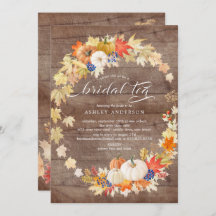 Rustic Autumn Leaves Wreath Bridal Shower Tea