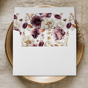 Rustic Autumn Marsala Floral Wedding Invitation Envelope