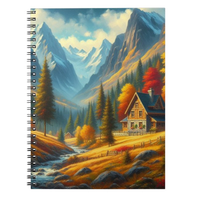 Rustic, Autumn mountain cottage & river Notebook (Front)