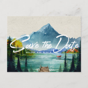 Rustic Autumn Mountain Wedding Save the Date Announcement Postcard