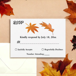 Rustic Autumn Orange Leaves Fall Floral Wedding RSVP Card