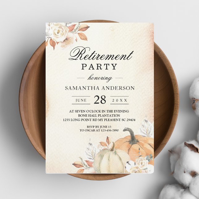 Rustic Autumn Orange Pumpkins & Flowers Invitation (Creator Uploaded)