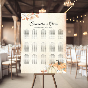 Rustic Autumn Orange Pumpkins & Flowers Poster