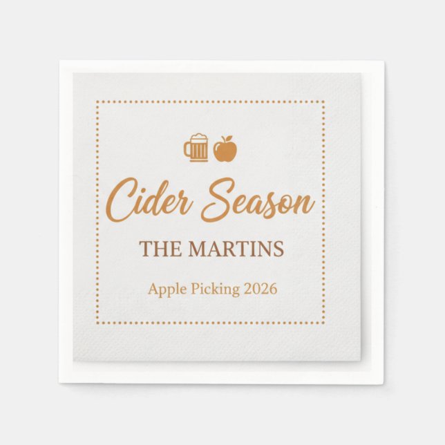Rustic Autumn Orchard Apple Picking Picnic Napkins (Front)