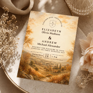 Rustic Autumn Outdoor Wedding Invitation