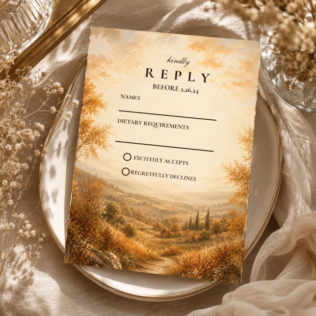 Rustic Autumn Outdoor Wedding RSVP Card (Creator Uploaded)