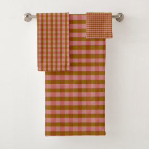 Rustic Autumn Plaid Geometric Pattern   Bath Towel Set