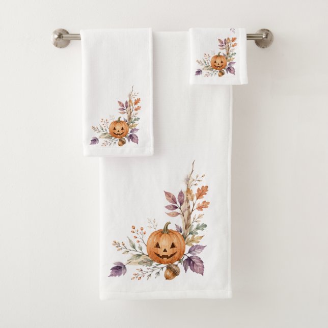 Rustic Autumn Pumpkin Bath Towel Set  (Insitu)