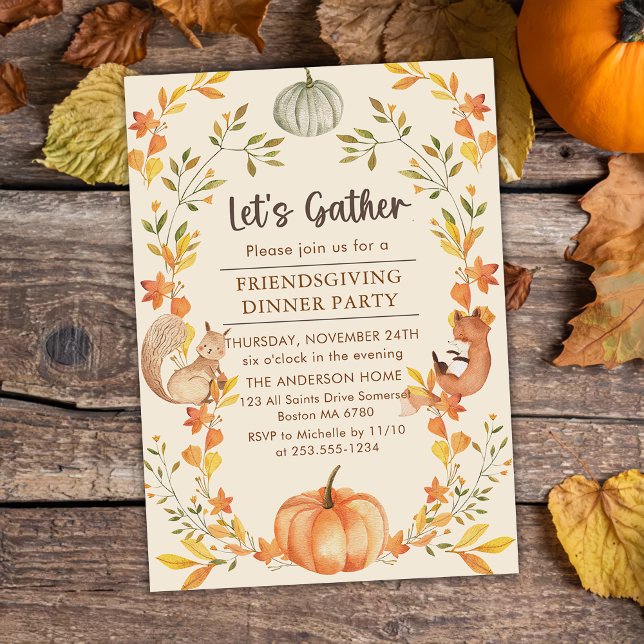 Rustic Autumn Pumpkin Friendsgiving Dinner  Invitation (Creator Uploaded)