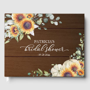 Rustic Autumn Pumpkin Sunflower Bridal Shower Guest Book