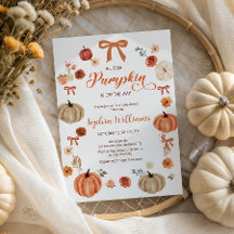 Rustic Autumn Pumpkins and Bows Baby Shower