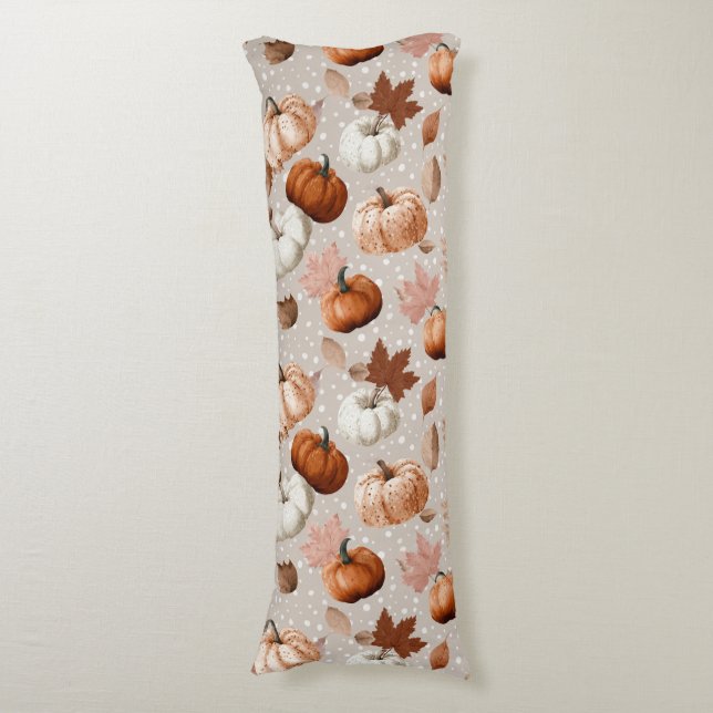Rustic Autumn Pumpkins & Fall Leaves (2) Body Cushion (Front Vertical)