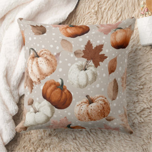 Rustic Autumn Pumpkins & Fall Leaves (2) Cushion