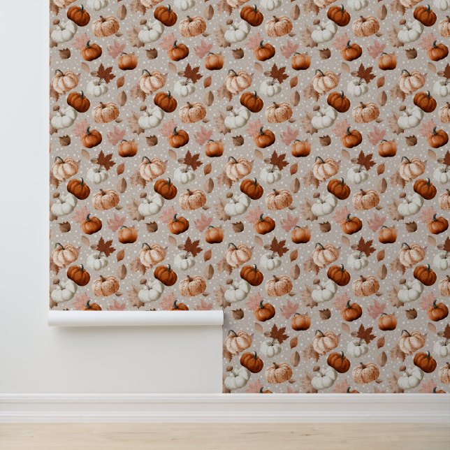 Rustic Autumn Pumpkins & Fall Leaves (2) Wallpaper (Application)