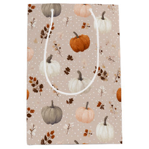 Rustic Autumn Pumpkins & Fall Leaves Medium Gift Bag
