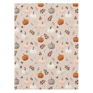 Rustic Autumn Pumpkins & Fall Leaves Tablecloth