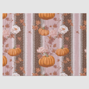 Rustic Autumn Pumpkins & Floral Lace Seamless Tissue Paper