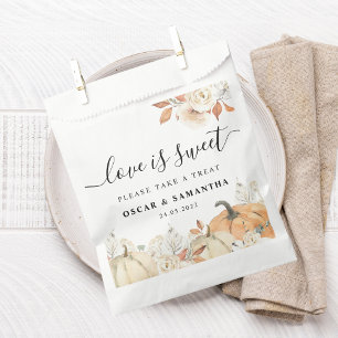 Rustic Autumn Pumpkins & Flowers Favour Bags