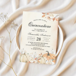 Rustic Autumn Pumpkins & Flowers Invitation