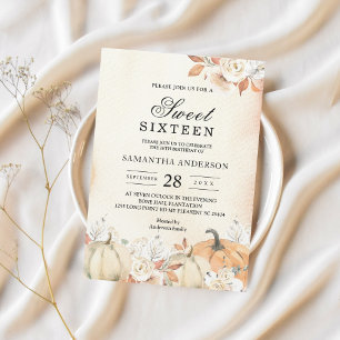 Rustic Autumn Pumpkins & Flowers Invitation
